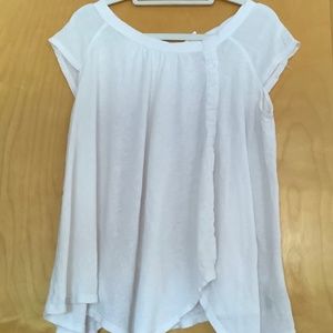 Free People Keep It Casual White Cotton/Linen T  XS